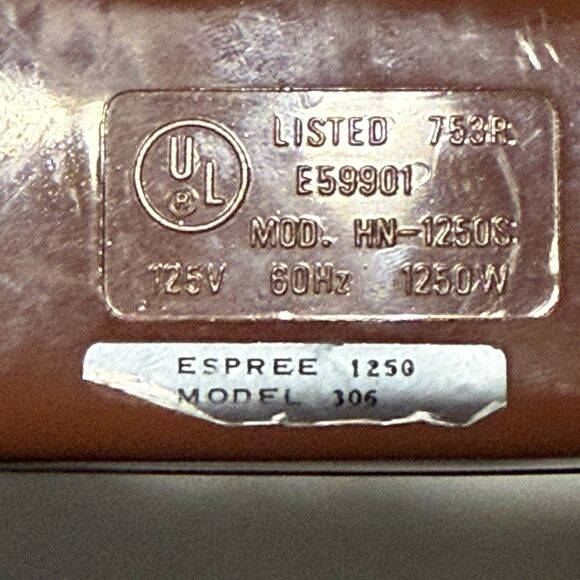 Vintage 70's Espree 1250 Classic Hair Dryer - Works Great - HARD TO FIND - Picture 10 of 10